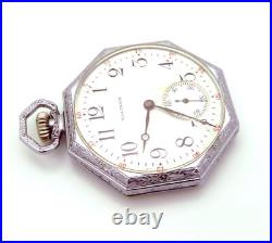 Antique 1919 Waltham Pocket Watch 17 Jewels Octagon Case Size 12S Runs Well