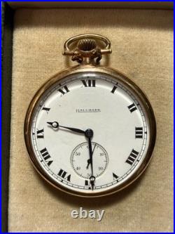 Antique 1920 Hallmark 12/14s 17j Pocket Watch Model 4 Grade 504 Gold Case- Runs