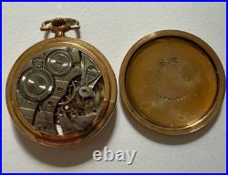 Antique 1920 Hallmark 12/14s 17j Pocket Watch Model 4 Grade 504 Gold Case- Runs