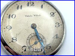 Antique 1920s ELIDA 900 SILVER Case 40mm Mechanical Open Face Pocket Watch TICKS