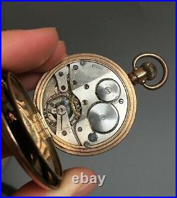 Antique 1920s Swiss Syren Full Hunter in Gold Plated Case Pocket Watch