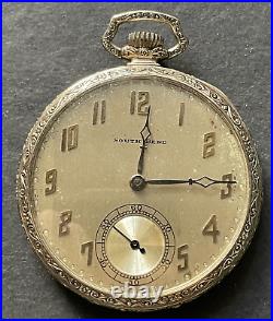 Antique 1923 South Bend Grade 429 Pocket Watch White Gold Filled Case 12s 19j