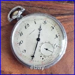Antique 1925 Longines Pocket Watch Manual Wind, 0.900 Silver Case, Swiss Made