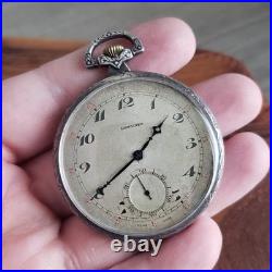 Antique 1925 Longines Pocket Watch Manual Wind, 0.900 Silver Case, Swiss Made