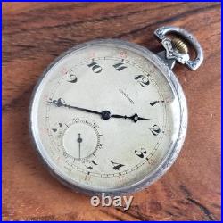 Antique 1925 Longines Pocket Watch Manual Wind, 0.900 Silver Case, Swiss Made