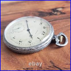 Antique 1925 Longines Pocket Watch Manual Wind, 0.900 Silver Case, Swiss Made