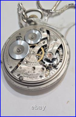 Antique 1931 Waltham 16s Pocket Watch Illinois Spartan Case With Chain & Knife