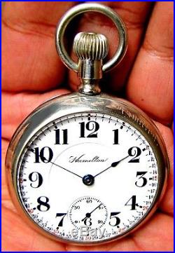 Antique 21 Jewel 18 Size Salesman Display Case Pocket Watch Hamilton 940 Works