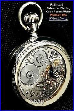 Antique 21 Jewel Display Case 18 Size Lever Set Pocket Watch Waltham 845 Working