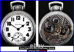 Antique 21 Jewels High End Display Case Pocket Watch Hamilton 992-E Elinvar