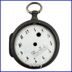 Antique 40mm Charles Cooke Pocket Watch Case for Key Sterling Silver with Dial