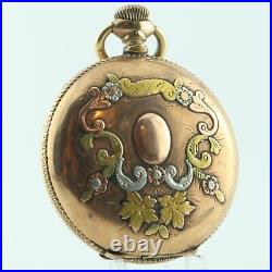 Antique 42mm Crescent Tri Colored Hunter Pocket Watch Case 6Size 10k Gold Filled