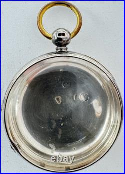 Antique 49.5mm English Key Wind Fusee Pocket Watch Case Sterling Silver