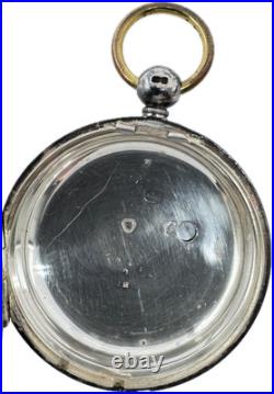 Antique 49.5mm English Key Wind Fusee Pocket Watch Case Sterling Silver