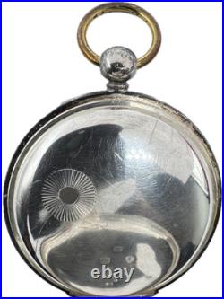 Antique 49.5mm English Key Wind Fusee Pocket Watch Case Sterling Silver