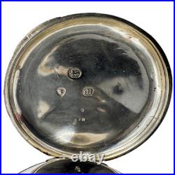Antique 49.5mm English Key Wind Fusee Pocket Watch Case Sterling Silver