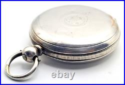 Antique 52mm Key Wind Hunter Pocket Watch Case Fine Silver Crown Mark JG SB11E