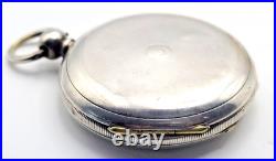 Antique 52mm Key Wind Hunter Pocket Watch Case Fine Silver Crown Mark JG SB11E