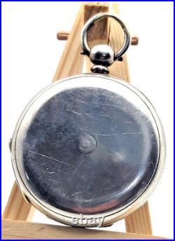 Antique 52mm Key Wind Hunter Pocket Watch Case Fine Silver Crown Mark JG SB11E