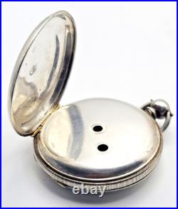Antique 52mm Key Wind Hunter Pocket Watch Case Fine Silver Crown Mark JG SB11E
