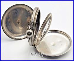 Antique 52mm Key Wind Hunter Pocket Watch Case Fine Silver Crown Mark JG SB11E