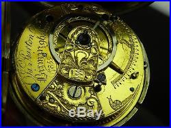 Antique 53mm English Verge Fusee keywind pocket watch. 1855. Lovely Hunter case