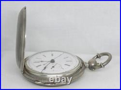 Antique 57mm Huguenin 1/4 Jump Seconds Pocketwatch, Original Case, Running