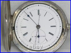 Antique 57mm Huguenin 1/4 Jump Seconds Pocketwatch, Original Case, Running