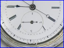 Antique 57mm Huguenin 1/4 Jump Seconds Pocketwatch, Original Case, Running