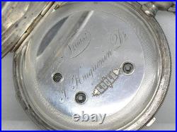 Antique 57mm Huguenin 1/4 Jump Seconds Pocketwatch, Original Case, Running