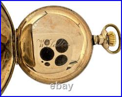 Antique 6S Lighthouse w Guilloche Finish Hunter Pocket Watch Case Gold Filled