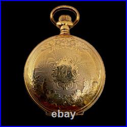 Antique 6s Crescent Guilloche & Coin Edge Hunter Pocket Watch Case Gold FIlled