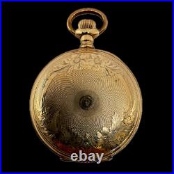 Antique 6s Crescent Guilloche & Coin Edge Hunter Pocket Watch Case Gold FIlled