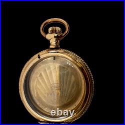 Antique 6s Crescent Guilloche & Coin Edge Hunter Pocket Watch Case Gold FIlled