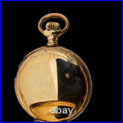 Antique 6s Crescent Guilloche & Coin Edge Hunter Pocket Watch Case Gold FIlled