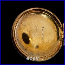 Antique 6s Crescent Guilloche & Coin Edge Hunter Pocket Watch Case Gold FIlled