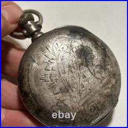Antique 6s Dueber Floral Coin Edge Hunter Pocket Watch Case Ster Coin Silver USA