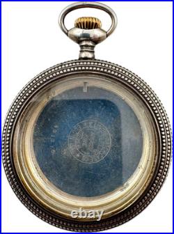 Antique 6s Illinois Beaded Floral Open Face Pocket Watch Case Sterling Silver