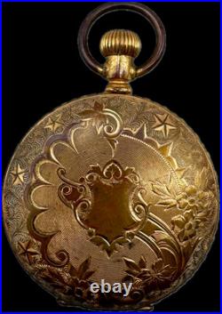 Antique 6s Kenosha Open Face Pocket Watch Case Gold Tone Scalloped USA