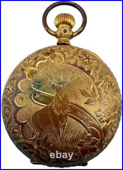 Antique 6s Kenosha Open Face Pocket Watch Case Gold Tone Scalloped USA