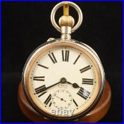 Antique 8 Days Swiss Made Pocket Watch in British Sterling Case WC Free Ship