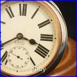 Antique 8 Days Swiss Made Pocket Watch in British Sterling Case WC Free Ship