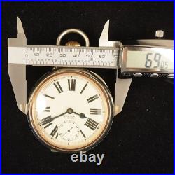 Antique 8 Days Swiss Made Pocket Watch in British Sterling Case WC Free Ship