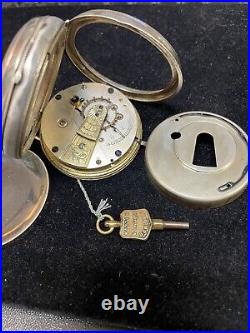 Antique 935 Silver Key Wind Pocket Watch Fancy Dial and Case NOT Working