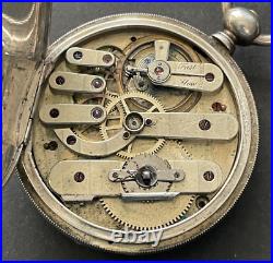 Antique AE Jeanjaquet Neuchatel Pocket Watch Running KW Silver Case High Grade