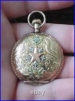 Antique AMERICAN WALTHAM 14K GF Tricolored Gold Hunter Case 45.1 Grams Ornate