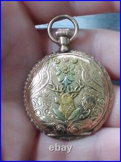 Antique AMERICAN WALTHAM 14K GF Tricolored Gold Hunter Case 45.1 Grams Ornate