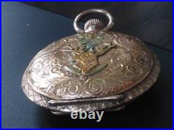 Antique AMERICAN WALTHAM 14K GF Tricolored Gold Hunter Case 45.1 Grams Ornate