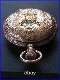 Antique AMERICAN WALTHAM 14K GF Tricolored Gold Hunter Case 45.1 Grams Ornate