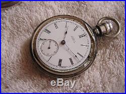 Antique AW Waltham Co Waltham Pocket Watch Sterling Silver Case P. S. Bartlett